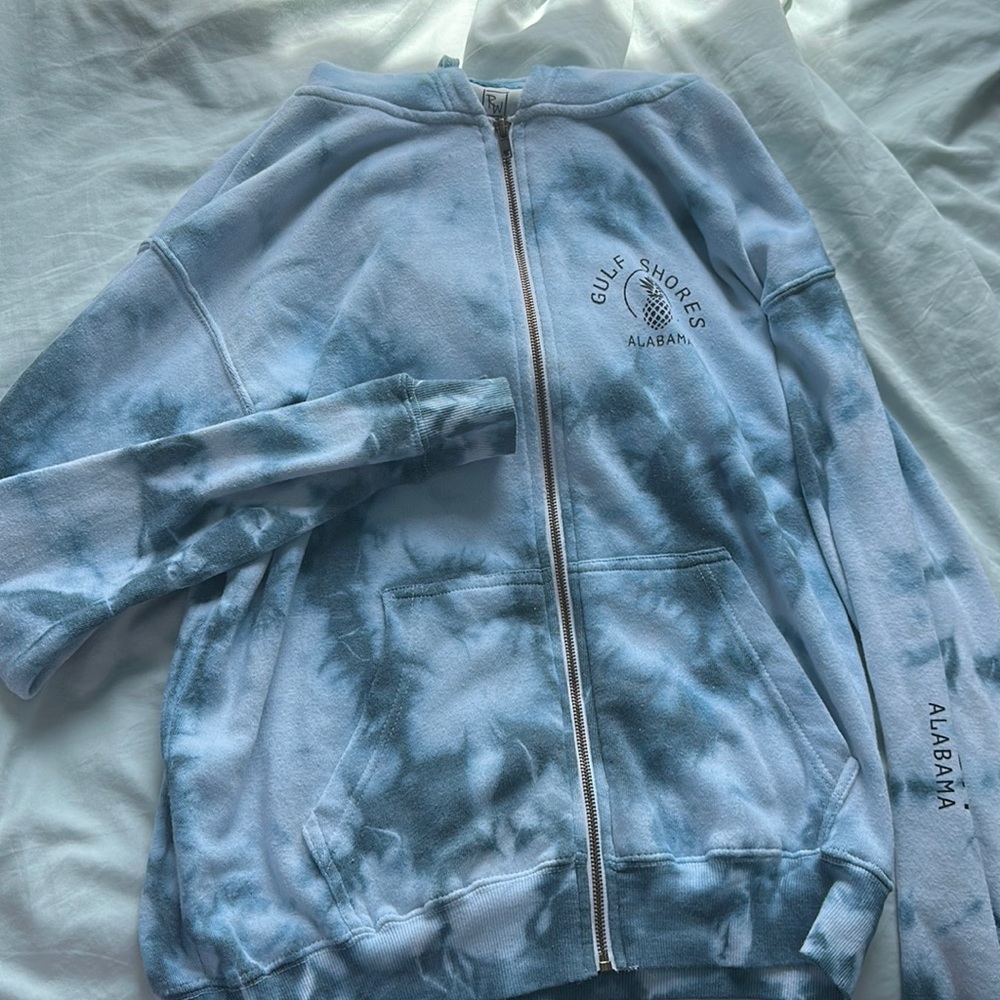 Surf style Gulf shores Tie Dye Zip up Hoodie